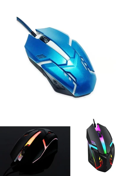 corcishop X1 RGB Işıklı Oyuncu Kablolu Gamer Oyuncu Mouse Siyah ürün görseli 1
