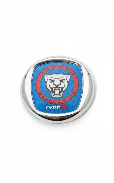 Jaguar Wander Plus Type R Metal Araç Amblemi Krom Çerçeveli Oto Logo Arma (Mavi Zeminli) ürün görseli 1