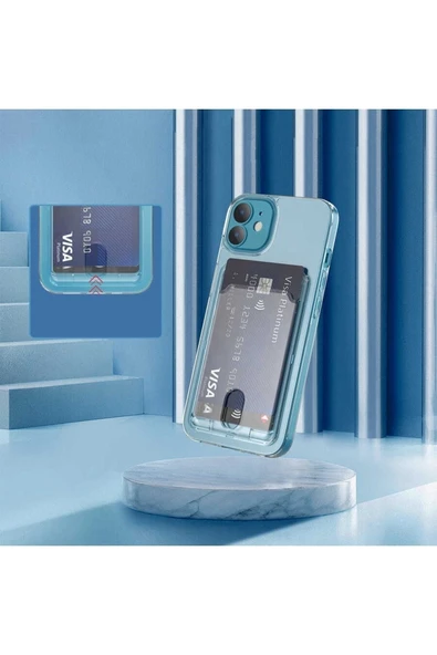 corcishop Apple Iphone 11 Kılıf Şeffaf Pürüzsüz Yüzey Darbe Emici Kartlıklı Kapak Uyumlu ürün görseli 1