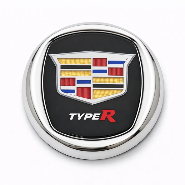 Cadillac Type R 8x8 cm 3D Metal Oto Amblem Krom Çerçeveli Panjur Bagaj Arması Universal ürün görseli 1