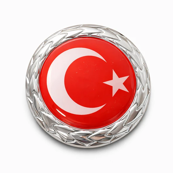 Türk Bayraklı Metal Araç Amblemi Krom Desenli Çerçeveli 3D Oto Panjur Bagaj Arması ürün görseli 1