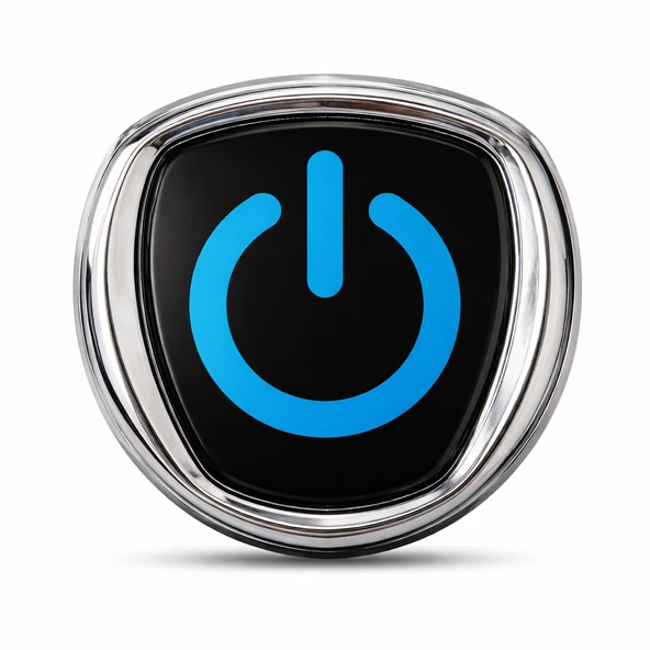 Mavi Power Logo Metal Araç Amblemi 3D Krom Çerçeveli Oto Panjur Bagaj Arması Universal ürün görseli 1