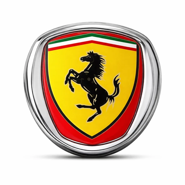 Ferrari 8x8 cm 3D Metal Krom Oto Amblem Panjur Bagaj Arması Universal Araç Logosu ürün görseli 1