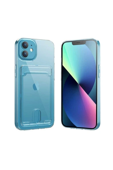 corcishop Iphone 12 Uyumlu Sert Kart Girişli Şeffaf Premium Silikon Kılıf ürün görseli 1
