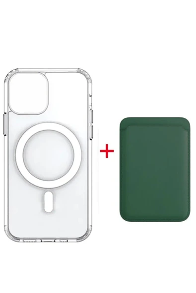 corcishop Iphone 12 Mini Ile Uyumlu Magsafe Özellikli Şeffaf Kılıf + Magsafe Kartlık ürün görseli 1