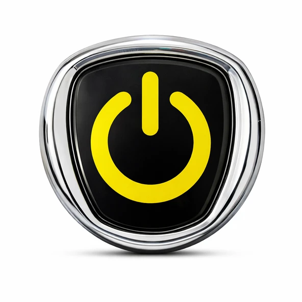 Sarı Power Logo Metal Araç Amblemi 3D Krom Çerçeveli Oto Panjur Bagaj Arması Universal ürün görseli 1