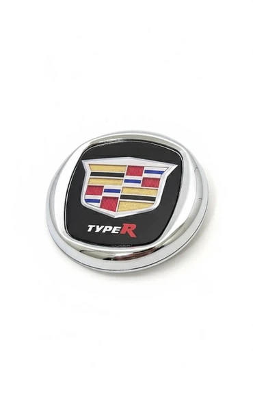 Cadillac Type R Metal Araç Amblemi Krom Çerçeveli Oto Panjur Bagaj Logo ürün görseli 1