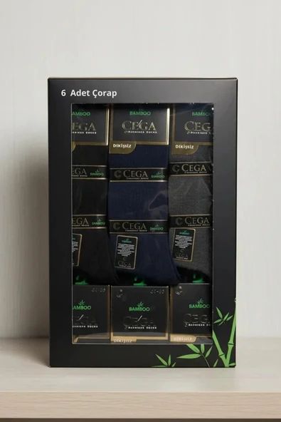 Çega Bambu Erkek Soket Çorap Asorti Renk 6 Adet ürün görseli 1
