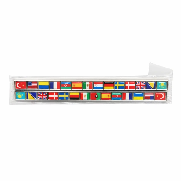 Dünya Bayrakları 3D Metal Krom Oto Amblem Panjur Bagaj Logo Arması Universal Yapıştırmalı ürün görseli 1