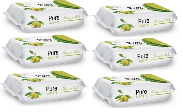 Pure Baby Zeytinyağlı 50 Yaprak 6'lı Paket Islak Mendil ürün görseli 1