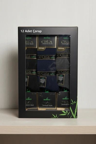 Çega Bambu Erkek Soket Çorap Asorti Renk 12 Adet ürün görseli 1