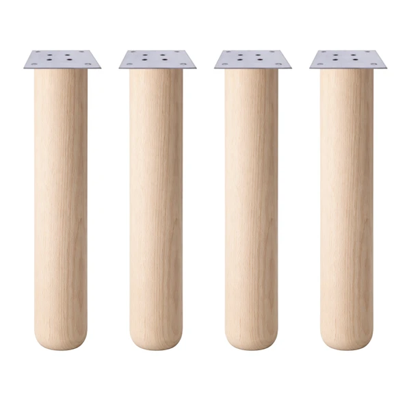 Bohem 45cm (4 Adet) Doğal Ahşap Boyasız Silindir Sehpa Ayağı - (4 Adet) 8x8 Metal Montaj Aparatı ürün görseli 1