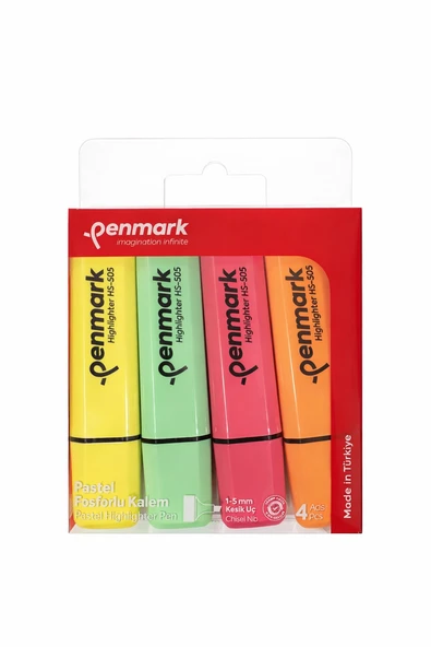 PENMARK FOSFORLU KALEM 4LÜ ASETAT KARIŞIK RENK PASTEL ürün görseli 1