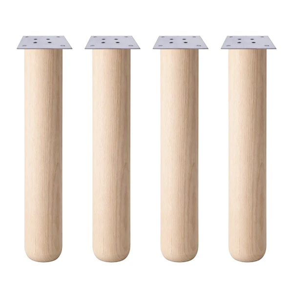 Bohem 50 cm (4 Adet) Doğal Ahşap Boyasız Silindir Sehpa Ayağı - (4 Adet) 8x8 Metal Montaj Aparatı ürün görseli 1