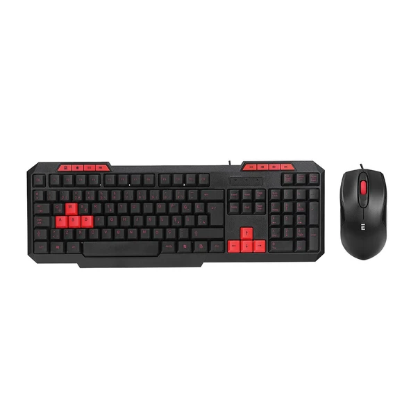 USB KABLOLU KLAVYE - MOUSE SET KIRMIZI TUŞLU Q KLAVYE 1600DPI MOUSE ürün görseli 1