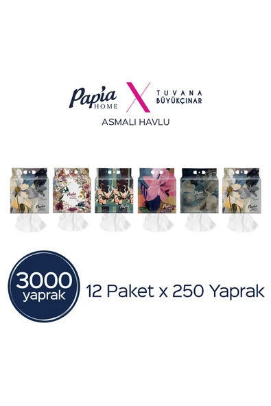 Papia Home Asmalı Havlu 12 PAKET 3000 Yaprak ürün görseli 1
