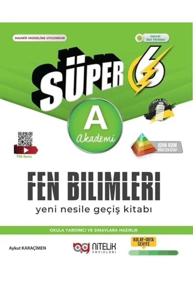 6. Sınıf Süper Fen Bilimleri Soru Kitabı Yeni Nesil (A) / Nitelik Yayınları / 9786052724507 ürün görseli 1