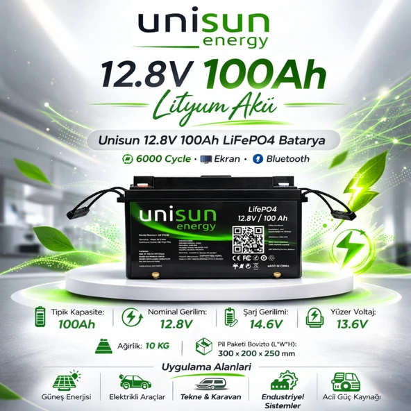 Unisun 12.8V 100A Lityum Akü - Resim 2