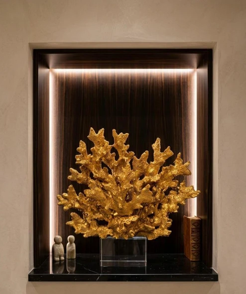 Dekoratif Kristal Kaideli Mercan Biblo Bronz - Resim 2