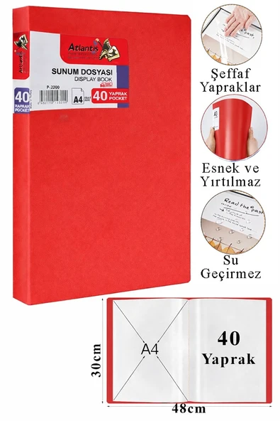 Sunum Dosyası 40 lı 1 Paket Poşet Dosyalı Katalog Dosyası 40 Poşetli Kendinden Dosya Plastik Kapaklı ürün görseli 1