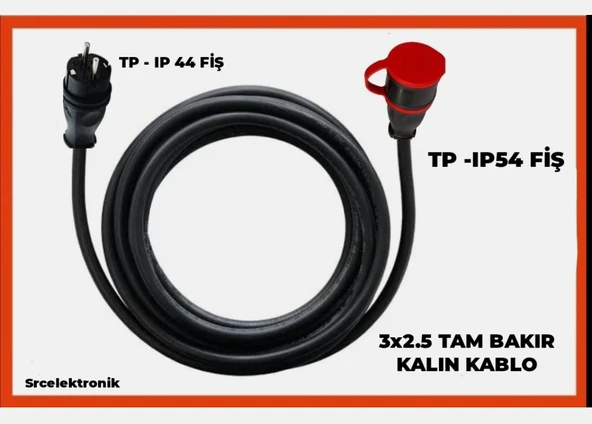 Hes Kablo Araç Şarjı Uyumlu 6 METReı (3x2.5 Ttr Tam Bakır)( Ip 44-54 Tp Fişli) Uzatma Seyyar ürün görseli 1