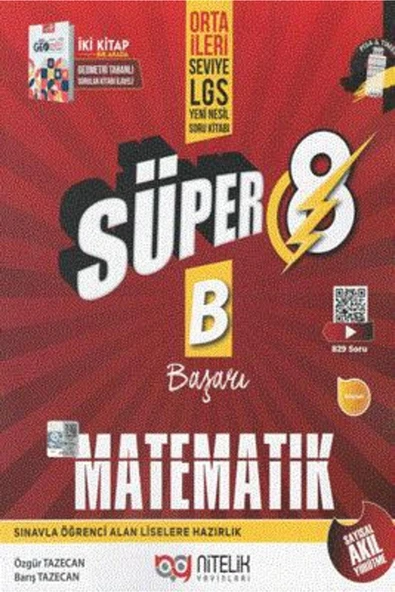 Nitelik 8.Sınıf Süper B Yeni Güncel (Başarı) Matematik Soru Bankası ( Orta ve İleri Düzey) ürün görseli 1