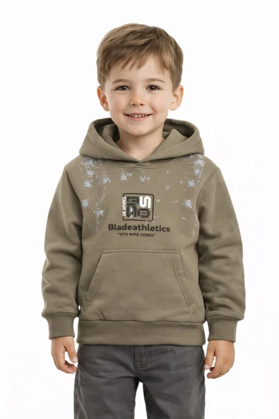 Erkek Çocuk Önü Arkası Baskılı Kapüşonlu Sweatshirt BGL-ST05246 ürün görseli 1