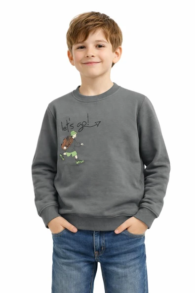 Erkek Çocuk Önü Arkası Baskılı Sweatshirt BGL-ST05243 ürün görseli 1