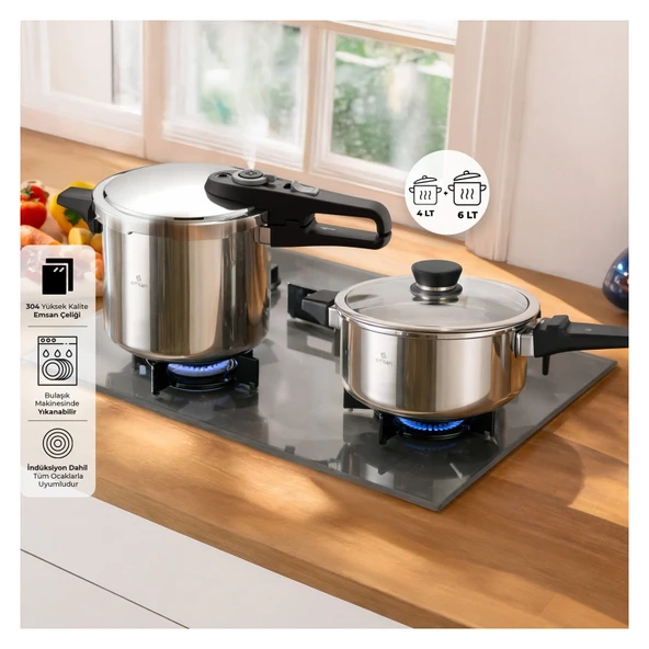 Fast Cooker Çift Emniyetli Düdüklü Tencere 4 +6 Litre ürün görseli 1