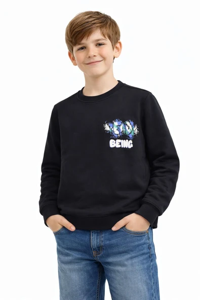Erkek Çocuk Önü Arkası Baskılı Sweatshirt BGL-ST05236 ürün görseli 1