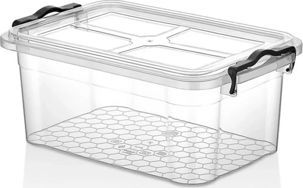 Çarşıbu 10 Lt Kilitli Kapaklı Erzak Saklama Kabı, Şeffaf Bakliyat Kiler Kutusu, 35x24x14 cm BPA Free ürün görseli 1