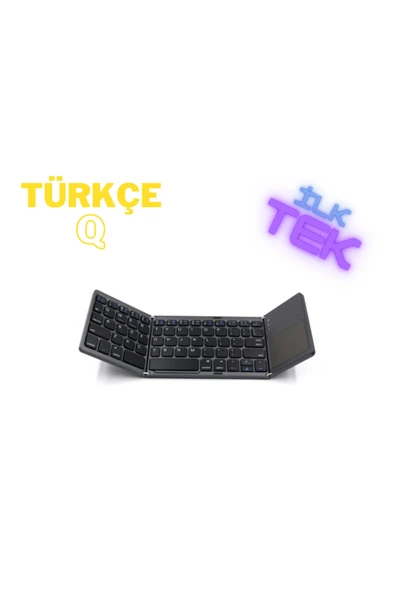 Plentiful Katlanabilir Bluetooth Type-c Klavye Türkçe Q Android / Ios siyah - Resim 2