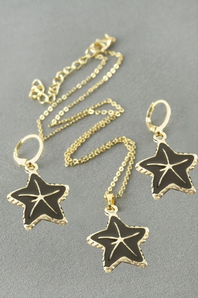 Deniz Yıldızı Mineli Kutulu Kolye Set - Resim 2