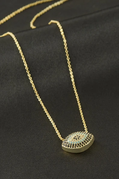 Oval Zirkon Taşlı Kolye - Resim 3