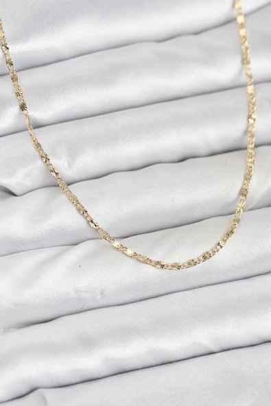 CM 14K Gold Renk Lazer İnce Zincirli Kadın Kolye - TJ-BKO10926 ürün görseli 1