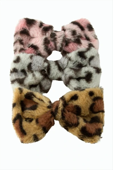 Leopar Desenli Fiyong Tüylü Otomatik Toka 14 cm ürün görseli 1