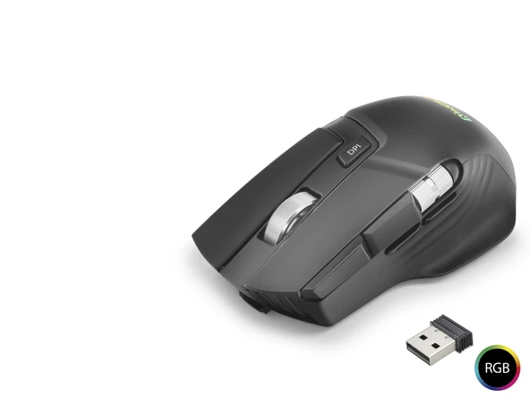 W13 Kablosuz Gaming Mouse Dual Mod 10000 Dpi 10 Tuş 1000 Hz Rgb - Siyah ürün görseli 1