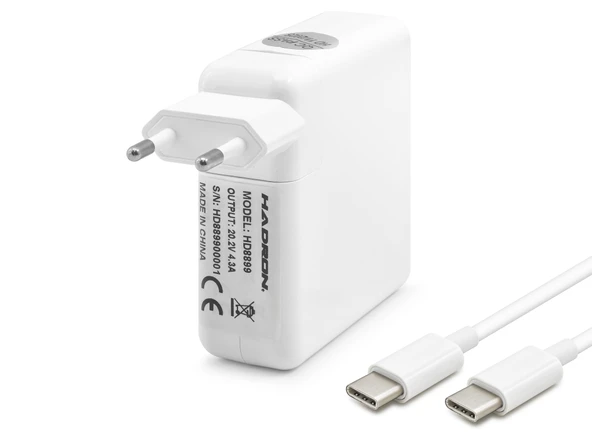 20.2V 4.3A 87W Laptop Adaptörü - Type-C - Apple Asus Dell Uyumlu - Beyaz HD8899 ürün görseli 1