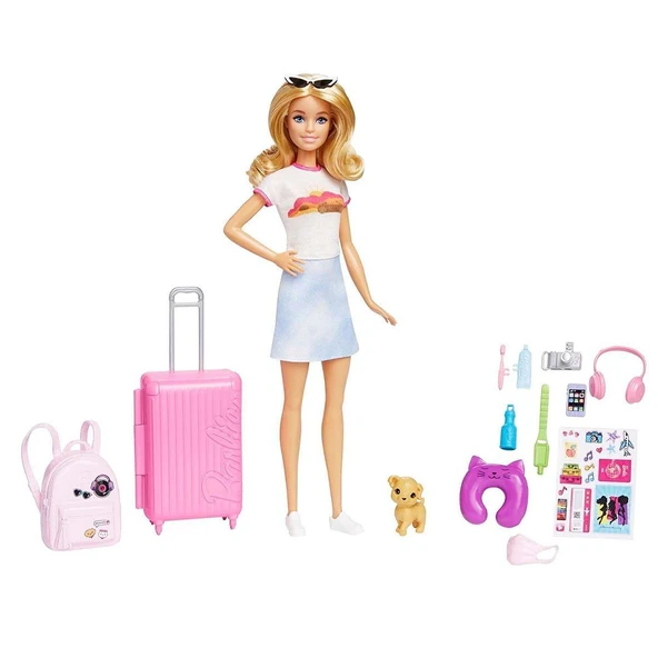 HJY18 Barbie Seyahatte Bebeği ve Aksesuarları ürün görseli 1