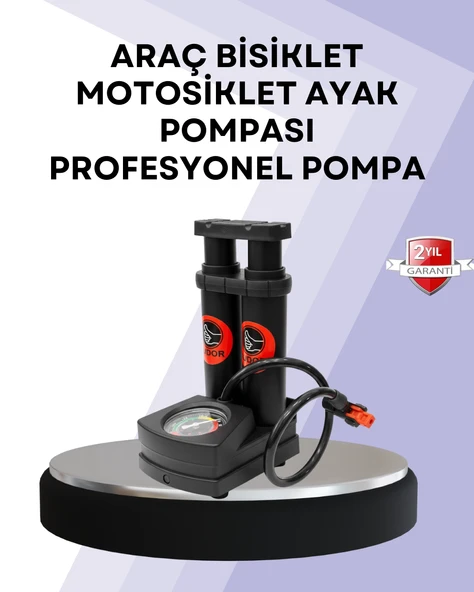 Basınç Saatli Ayak Pompası Bisiklet ve Araç Uyumlu ürün görseli 1