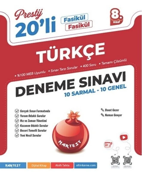 8. Sınıf Prestij Türkçe 20 Deneme Nartest Yayınları ürün görseli 1