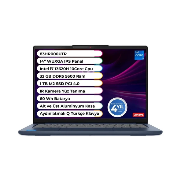 Ideapad Slim 5 14IRH10 Intel Core I7 13620H 32GB 1TB 14"W11P IPS 83HR000UTR Dizüstü Bilgisayar ürün görseli 1