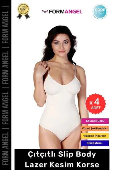 #Korse Lazer Kesim Seamless İz Göstermeyen Toparlayıcı Kaymayan Çıtçıtlı Slip Body Korse - 4 Adet ürün görseli 1