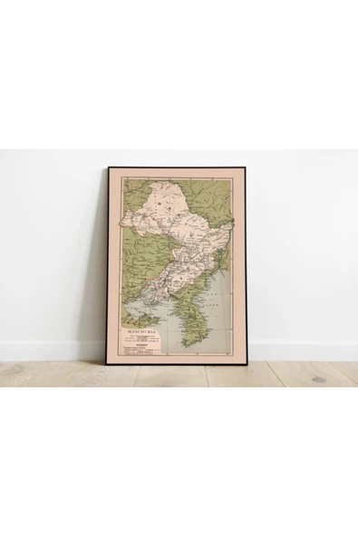 Pegziz Mançurya 1908 Haritası Sanatsal Duvar Dekorasyon Poster 60x90cm. ürün görseli 1