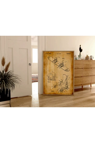 Pegziz Dekoratif Sanatsal Snowboard Patent Posteri 50x70cm. ürün görseli 1