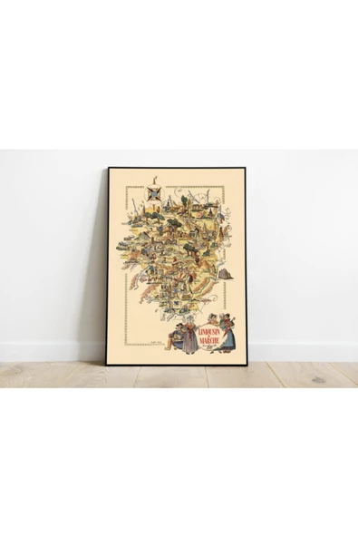 Pegziz Fransa Limousin & Marche Bölgesi Haritası Sanatsal Duvar Dekorasyon Poster 60x90cm. ürün görseli 1