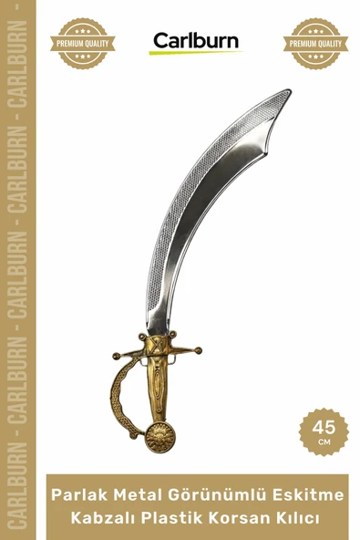 #Hediye Kostüm Parti Oyuncak Parlak Metal Görünümlü Eskitme Kabzalı Plastik Korsan Kılıcı - 45 cm ürün görseli 1