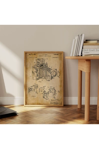 Pegziz Dekoratif Sanatsal Vintage Fotoğraf Makinesi Patent Posteri 50x70cm. ürün görseli 1