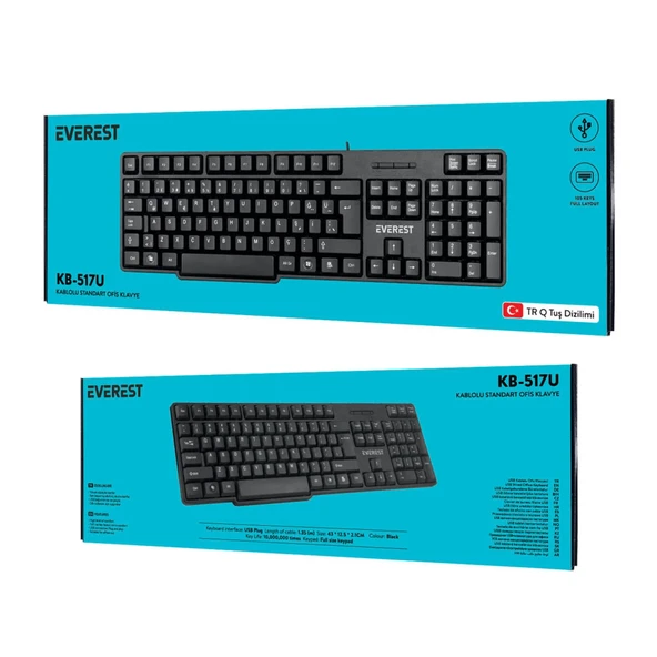 EVEREST KB-517U SİYAH USB Q KLAVYE - Resim 5