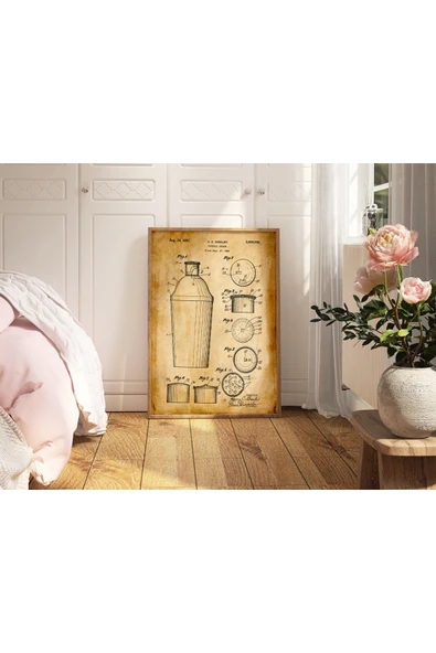 Pegziz Dekoratif Sanatsal Kokteyl Karıştırıcısı Patent Posteri 50x70cm. ürün görseli 1